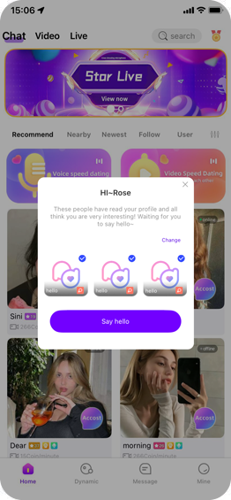 1v1直播源码打招呼功能效果图